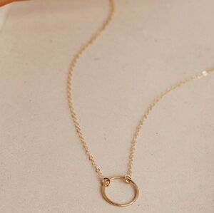 Hello Adorn Full Circle Necklace 14 kt Gold Fill + Sterling Silver 16 inch